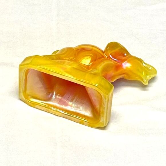 Boyd Art Glass Zack the Elephant Figure Slag Glass Sunkiste Carnival Iridescent - Picture 6 of 9